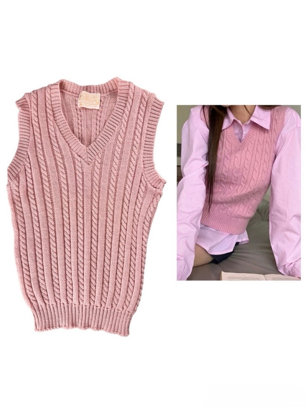 Pendleton 100% Virgin Wool Knit Sweater Vest in Pink Size 34